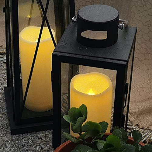 2 PCS 3" x7" Waterproof Outdoor Battery Operated Flameless LED Pillar Remote Candles Flickering Plastic Resin Electric Decorative Light for Lantern Patio Garden Home Decor Party Wedding Decoration