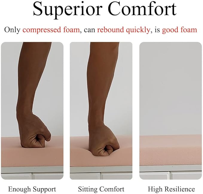 20 x 20 Inch Outdoor Chair Cushions for Patio Furniture, UV Resistant Non Slip Waterproof Replacement Patio Seat Cushion with Ties Set of 2, Khaki