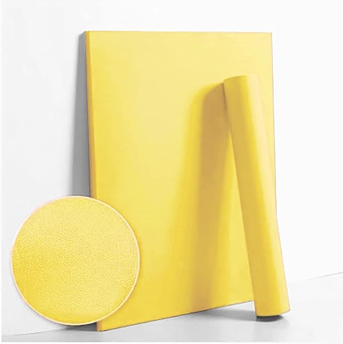 Dimoon 118''x17.7'' Yellow Peel and Stick Wallpaper Contact Paper Modern Self Adhesive Wall Paper Removable Renter Friendly Textured Solid Color Shelf Cabinet Vinyl Roll (118''x17.7'',Yellow)