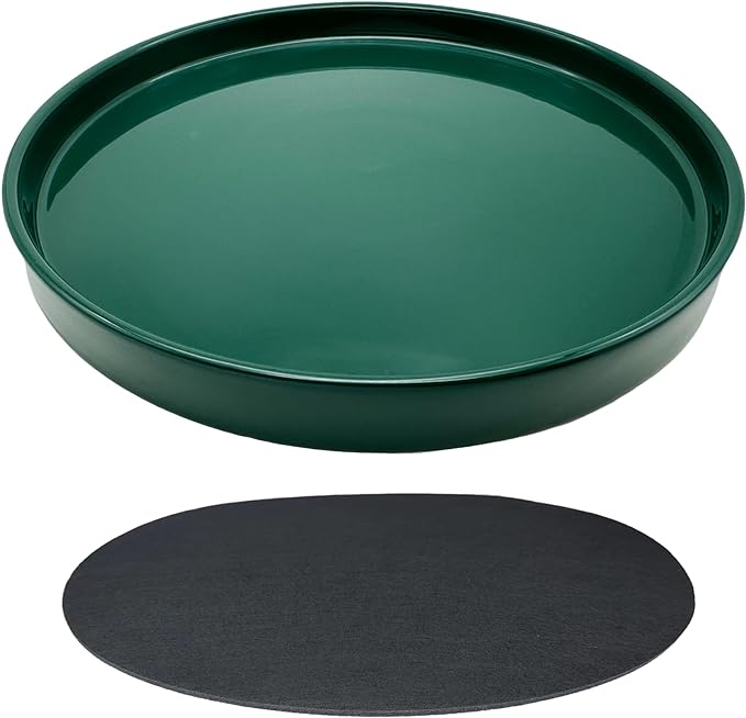 Ceramic Plant Saucer Pot Tray 10 Inch, Planter Saucers 4 5 6 7 8 9 10 11 12 13 Inch for Indoors Outdoor, Durable Sturdy Flower Drainage drip Water Tray for Glazed Pots Base (10.7 Inch-Green)