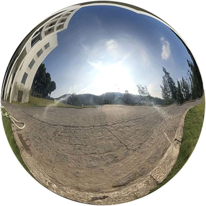 35cm/14inch Diameter Gazing Globe Mirror Ball,Thickness 0.5mm Silver Stainless Steel Polished Reflective Smooth Garden Sphere,Colorful and Shiny Addition to Any Garden or Home