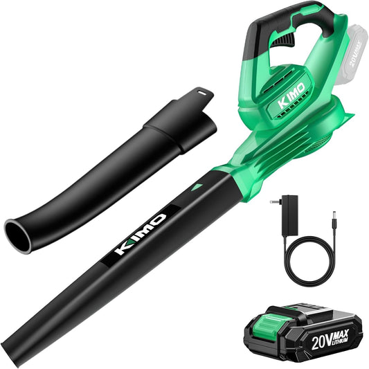 K I M O. Leaf Blower Cordless with Battery and Charger, Extension Tube, 240 CFM 170 MPH Lightweight Cordless Leaf Blowers, 2000mAh Battery Operated Leaf Blowers for Lawn Care, Yard|Patio|House