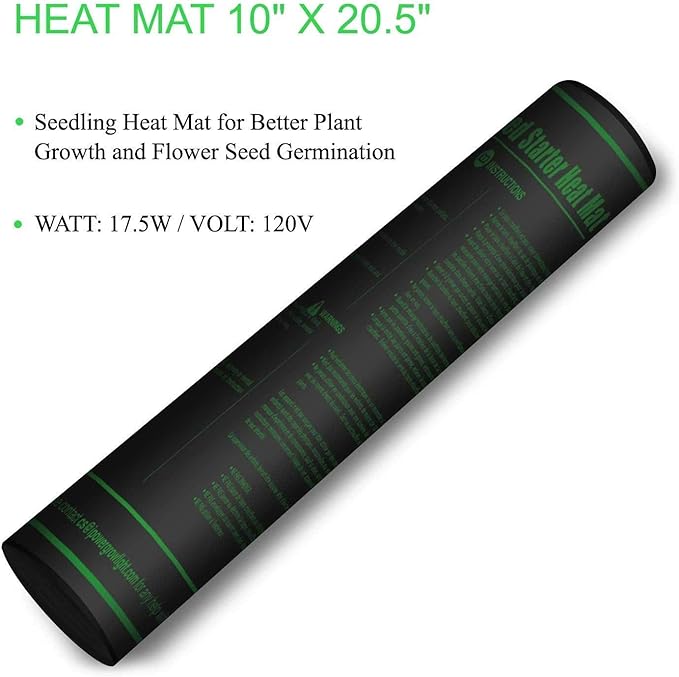 iPower GLHTMTSX2-A 2-Pack 10" x 20.5" Durable Waterproof Seedling Heat Mat Warm Hydroponic Plant Germination Starting Pad, Green