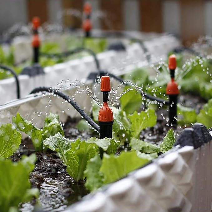 Kalolary 1/4 Inch Drip Irrigation Emitters, 20PCS Micro Spray Irrigation Drippers for 4/7mm Tube Adjustable Water Flow Sprinklers Garden Irrigation Sprayer for Potted Plants Watering System (Orange)