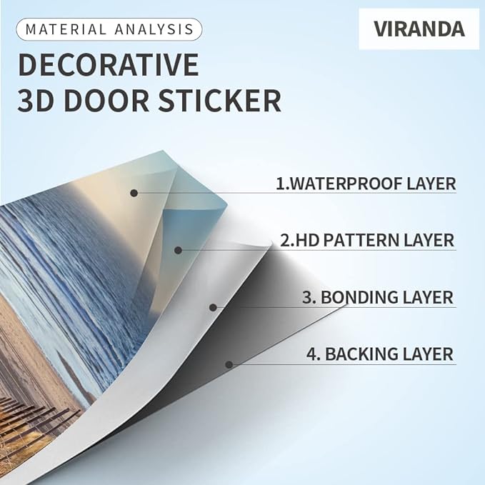 3D Door Stickers Murals - Landscape - Door Wallpaper Self-Adhesive - Removable PVC Waterproof - Matt Finish - 37.4" x 78.7"