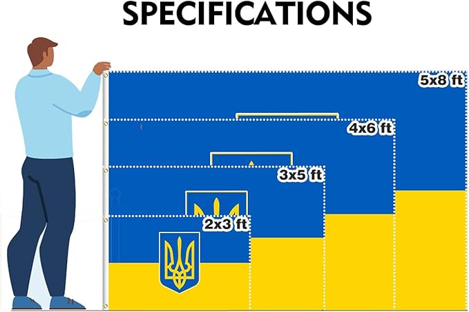 Double Sided Ukraine Trident Flag 2x3FT Ukrainian Coat of Arms National Polyester Banner With 2 Grommets Fade Resistant Vivid Color For Patriotic Festival Events Party Decoration