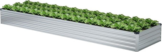 12x2x1FT Galvanized Raised Garden Beds Kit Large Outdoor Metal Gardening Planter Box for Vegetable Elevated Flower Herbs, Silver