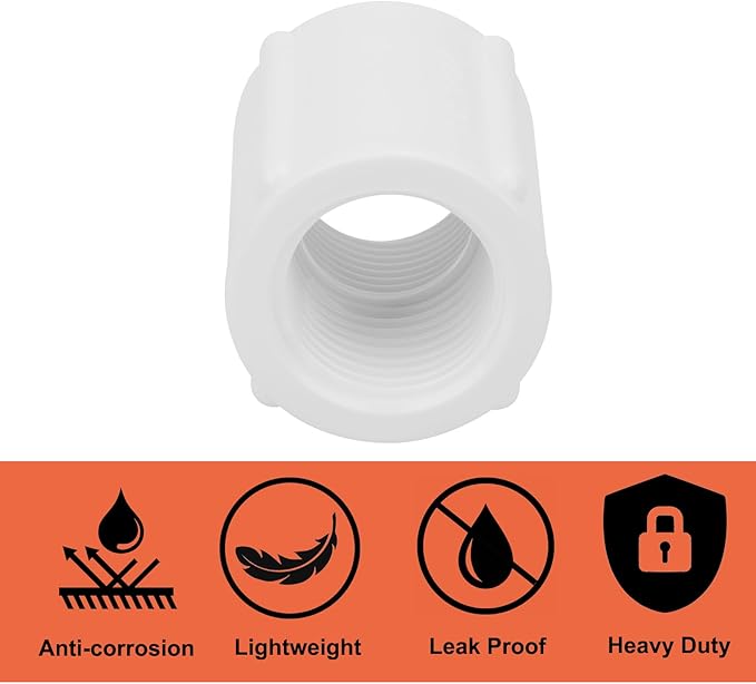 10Pack 1/2" Double Female Thread PVC Pipe Coupling Adapter Pipe Fitting Connector SCH40 1/2Inch Female to Female Threaded PVC Coupling Pipe Fitting for Sprinkler,Irrigation,Swimming Pools