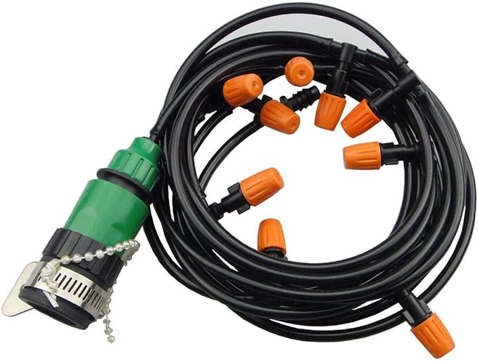 Drip Irrigation kit Plant Watering System Gravity Fed Irrigation Water Drip Setfor Garden Greenhouse Yard Lawn Home or Vacation Use 5M 4/7" Tube 5 Nozzles