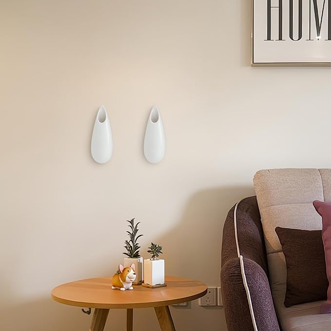 2 Pack White Ceramic Wall Vases,5.9 Inch Wall Hanging Plant Holder,Cubicle Modern Decor Plant Holder Vase for Indoor Plants, Hanging Propagation Flower Pots for Air Vases