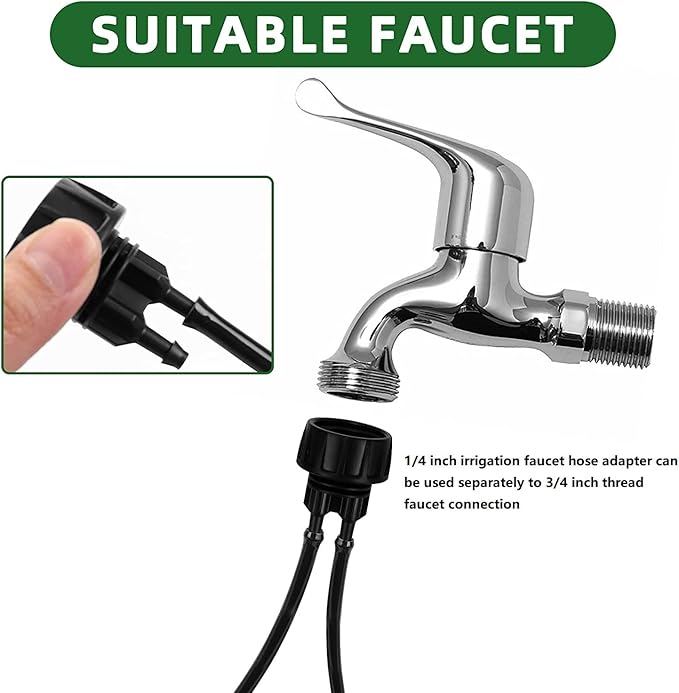 1/4 Inch Drip Irrigation Tubing to Faucet Adapter Connector, 2 Way Y Splitter for 3/4" Inch Garden Hose to 1/4 Inch Drip Irrigation Hose