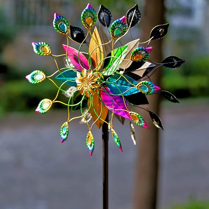 DREAMYSOUL Outdoor 360 Degree Wind Spinner, Metal Wind Spinners for Yard and Garden Large Wind Sculpture Garden Decor (66 * 16 Inches)