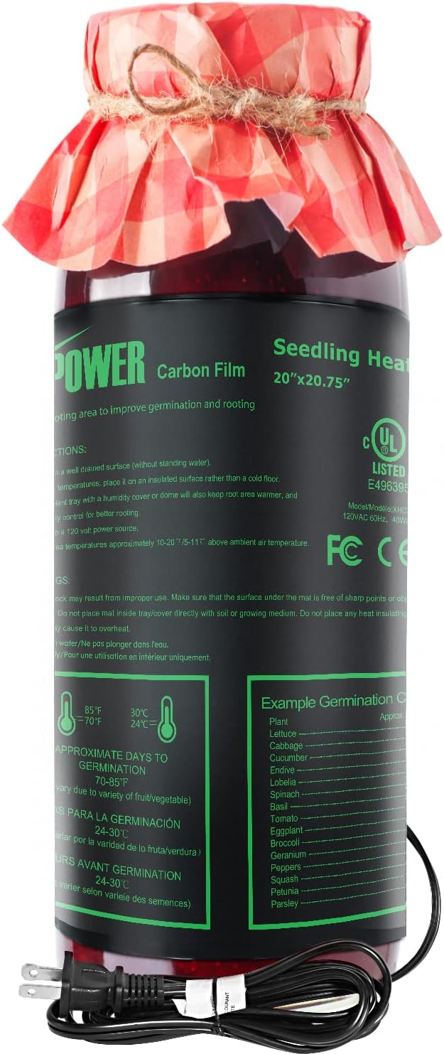 iPower 2 Pack 20" x 20.75" Seeding Heat Mat with Thermostat Temperature Adjustable Knob Durable Warm Hydroponic Plant Germination Starting Pad, Black