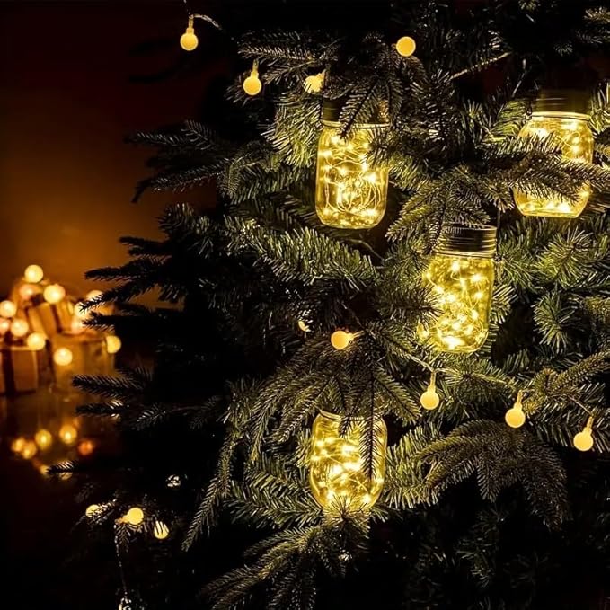 ZNYCYE Solar Mason Jar Lights 12 Pack 30 Led Fairy Lights Mason Jar Lids with Hanger (Jars Not Included) Best for Mason Jar Outdoor Christmas Decor for Patio Garden Yard and Lawn(Warm White)