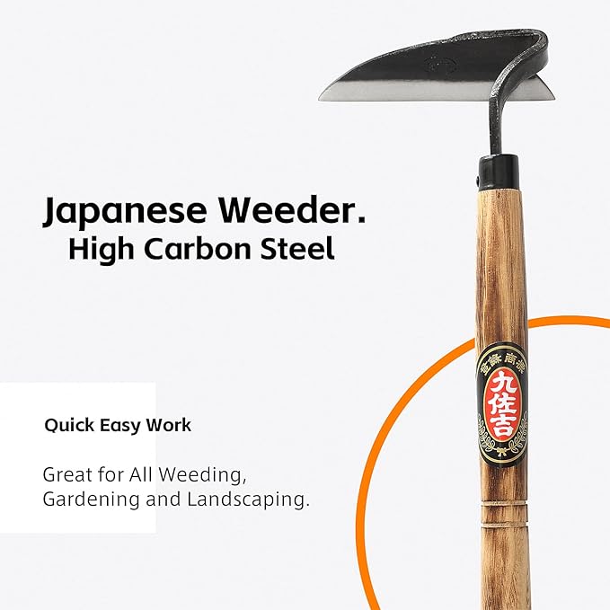 Japanese Weeding Sickle Hoe, Sickle Garden Tool Hand Grass Sickle, Weeding Tool for Gardening with High Carbon Sharp Steel Blade Edge for Cutting Grass,Digging Quick Work (Japanese Garden Hoe)