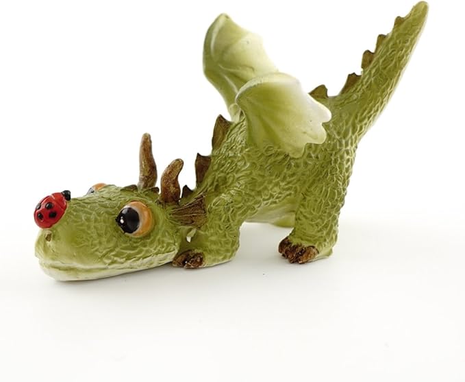 Top Collection 4414 Miniature Fairy Garden & Terrarium Mini Dragon Playing with Ladybug Statue, Small