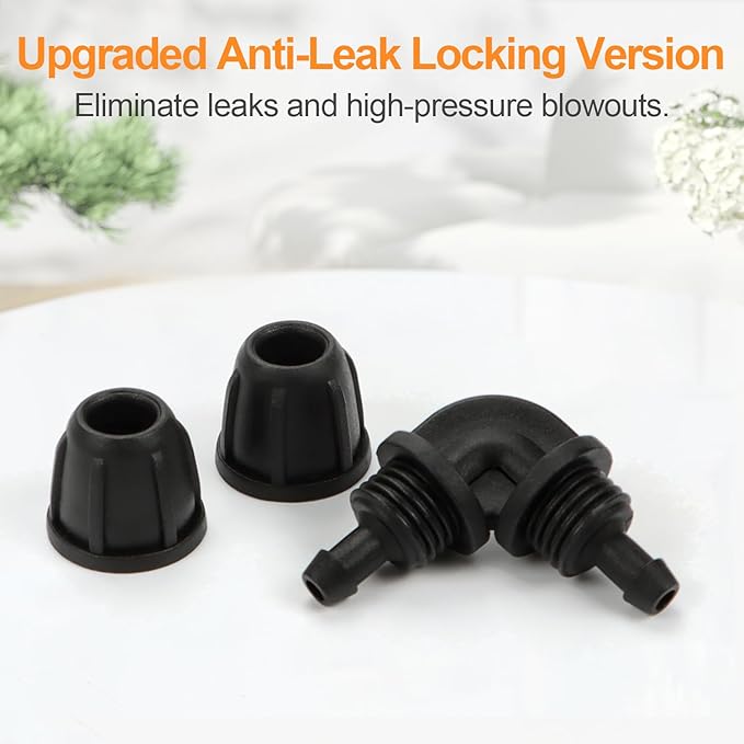 1/4 Inch Drip Irrigation Elbow Fittings, 25 Pieces 1/4'' Drip Line Barbed Locked Elbow Connectors for 1/4 Inch Irrigation Tubing Anti-leak 90 Degree Elbow for Garden Drip Sprinkler Systems
