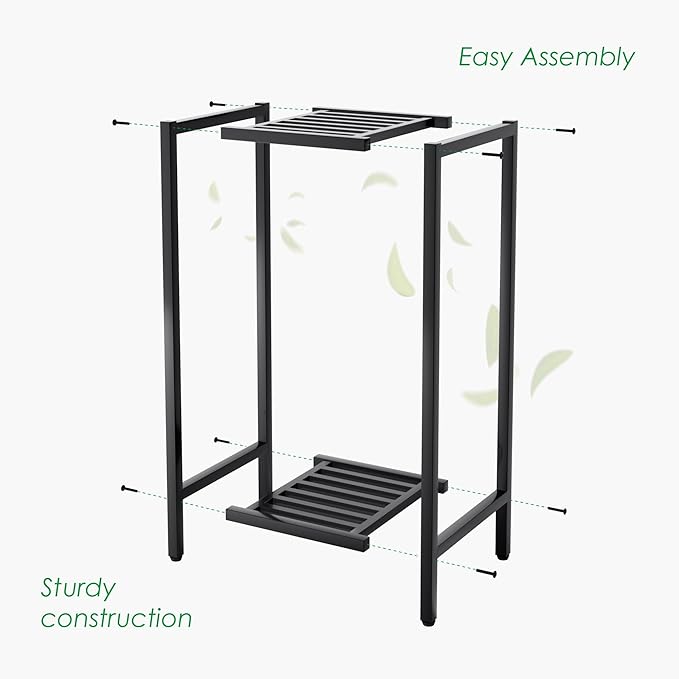 Zhongma 2 Tier 30" Tall Indoor Outdoor Plant Stand Heavy Duty Metal Flower Stand for Patio, Home, Garden, 220 LBS Capacity & Heavy Duty Construction