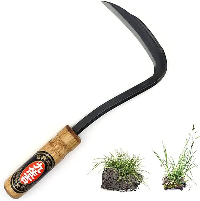 Kana Hoe 217 Japanese Garden Tool - Hand Hoe/Sickle is Perfect for Weeding and Cultivating. The Blade Edge is Very Sharp. (Beijing-022)