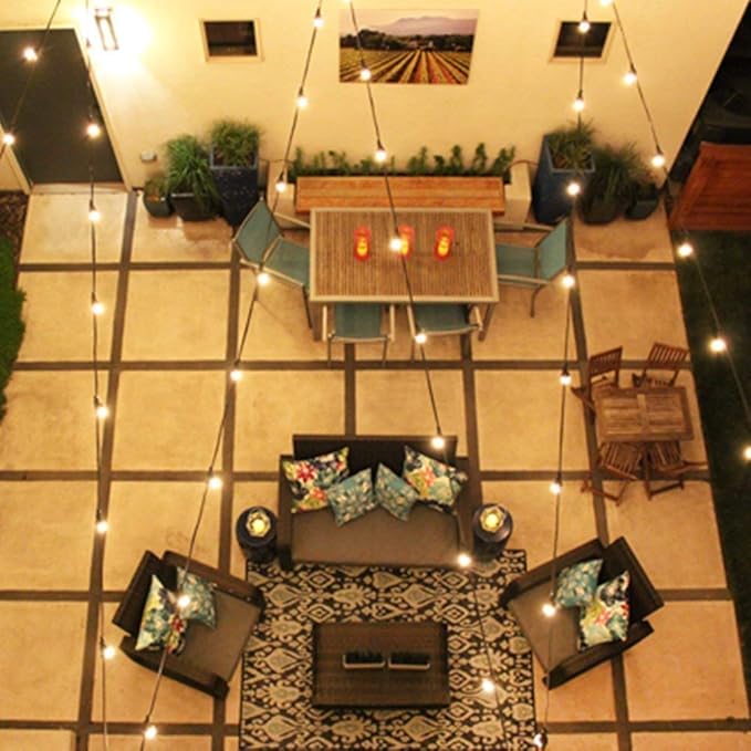 20Ft Outdoor Patio String Lights with 22 Clear Vintage Light Bulbs (2 Spare), E17 Base ST40 Outdoor Edison String Lights Waterproof UL Listed for Indoor Garden Backyard Party Porch Decor, 7W - Brown