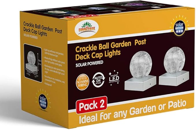 2PK Solar Post Cap Lights - Waterproof Outdoor Caps for Deck, Fence, Patio, LED Garden Decorative Lighting for Wooden or Vinyl Posts - Warm White