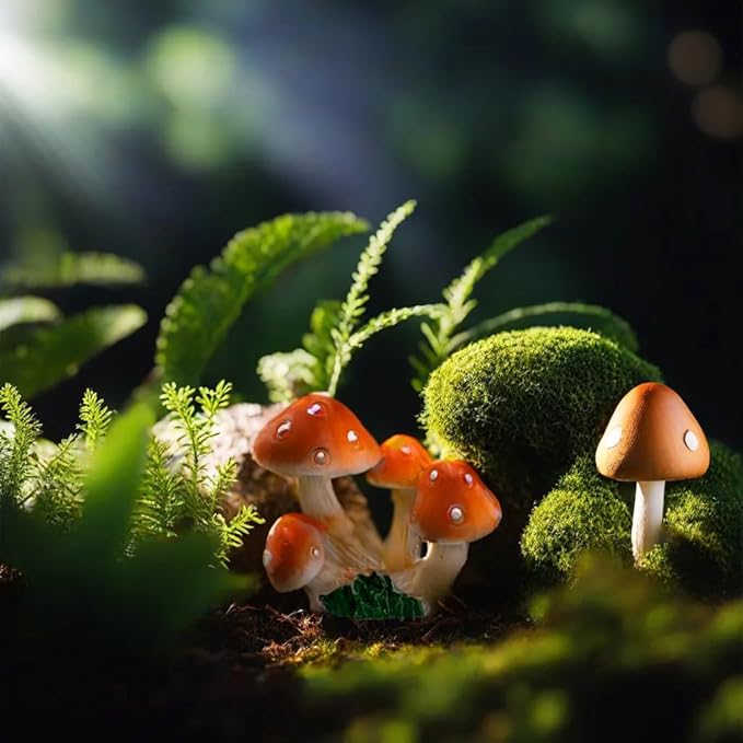 12 Pcs 1.5 to 1.8 Inch Resin Mushroom,Cute Mushrooms Fairy Garden Mushrooms Ornaments for Outdoor Decoration,Home Décor,Cake Decoration,DIY Bonsai Craft …