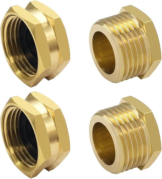 Hooshing 4PCS 3/4" GHT Garden Hose End Female Cap and Male Plugs Kits Garden Irrigation Brass Pipe Fittings Water Tubing Stopper
