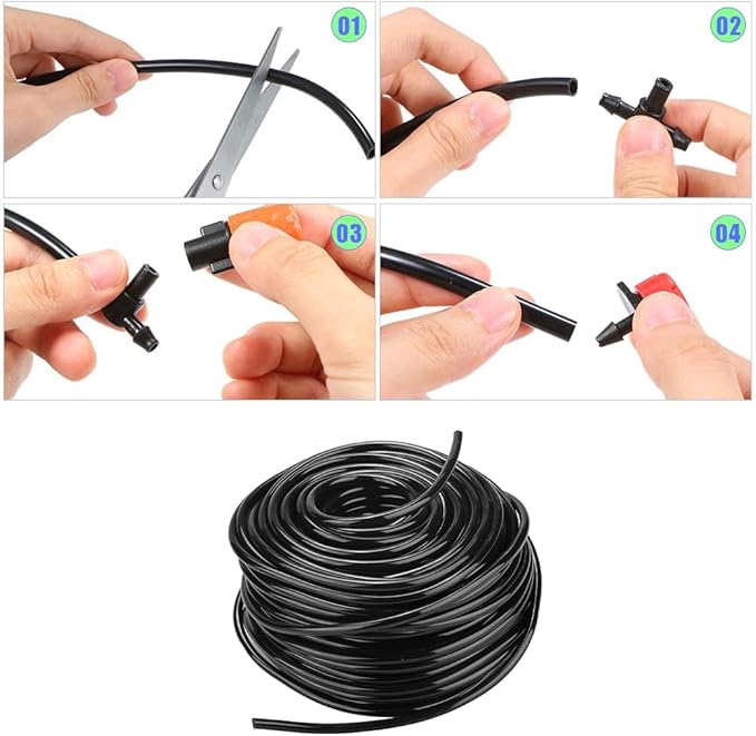 1/4 inch Garden Watering Tube, 4mm Water Tube Irrigation System Hose Blank Distribution Line Plant Drip Automatic Pipe DIY Agriculture Hydroponics Misting Tubing Patio Lawn Yard Greenhouse Outdoor