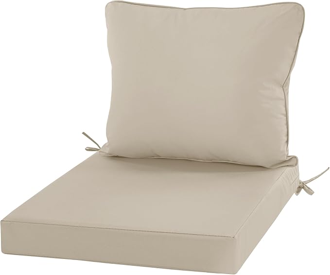 22"x22" Outdoor Cushion for Patio Furniture – Water-Repellent & Fade-Resistant Patio Chair Cushion for Garden, Deck, or Porch – Cream