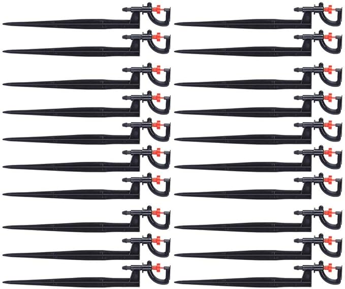 Irrigation Sprinkler, 20pcs Plastic Watering Nozzle G‑Type 360 Degree Rotation Sprinkler Accessory for Garden Agriculture Courtyards Lawn 9.1x1.2x0.4in