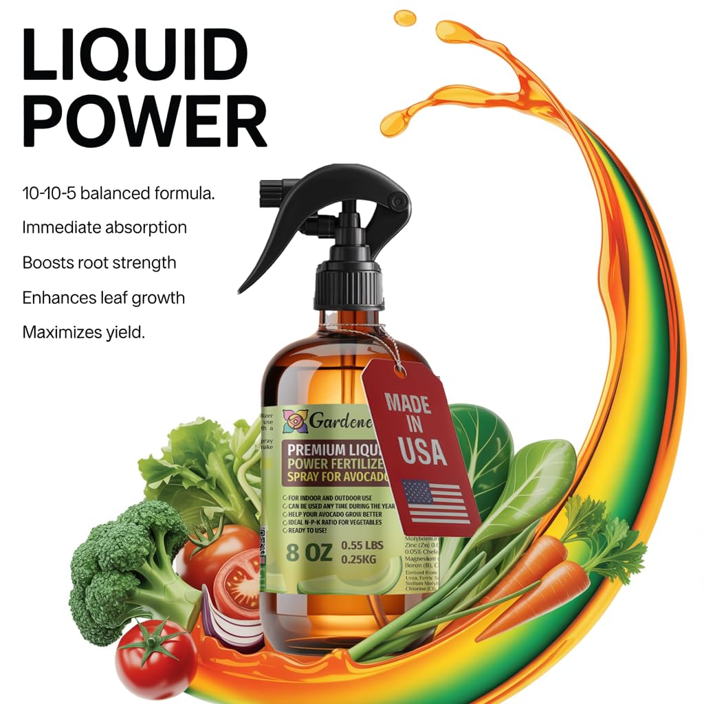 Liquid Power Leafy Greens Fertilizer Spray – Ready-to-Use Liquid Plant Food Mist for Leafy Greens – Easy Application – Fast-Acting Formula for Growth, Roots & Yield – Indoor & Outdoor Use – 8 oz