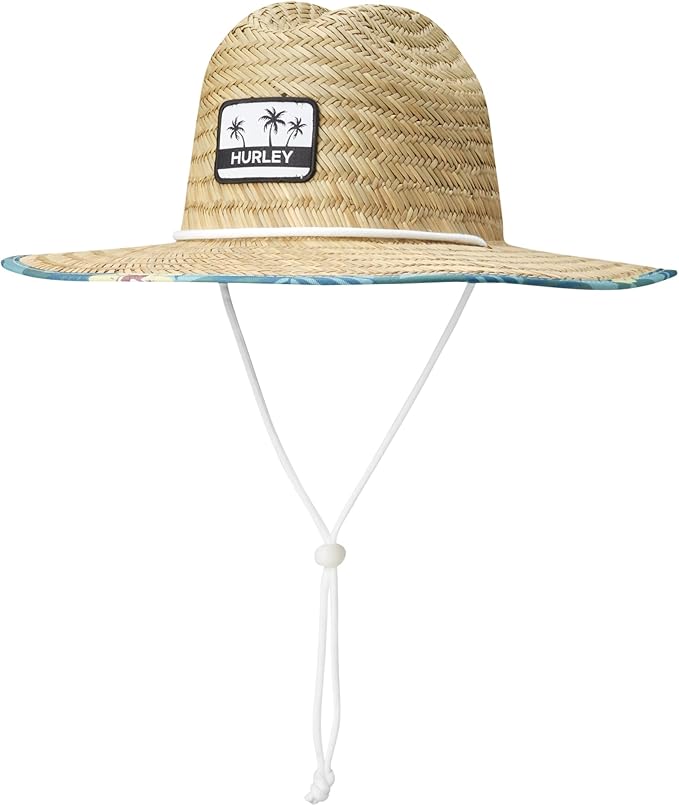 Hurley Women's Straw Hats - Real Straw Hat Medium Brim and Adjustable Chin Strap