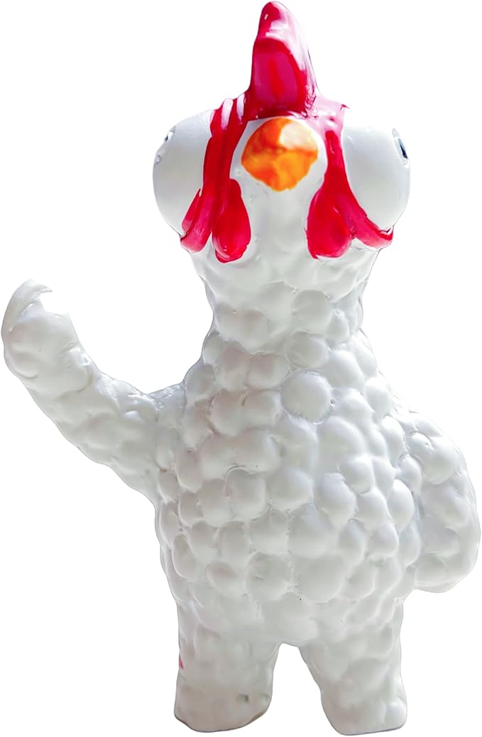 Jxueych Rebellious Chicken Figurine, Miniature Chicken Standing 3.7 Inch, Adorable Mini Chicken for Enthusiasts and Quirky Decor Lovers