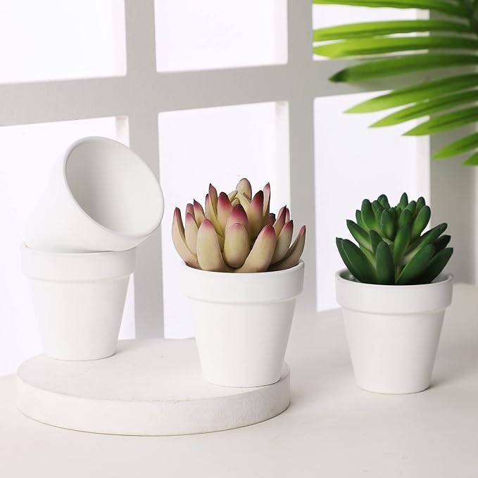 Yishang 72 pcs Small Mini White Clay Pots, 2.5'' Terracotta Pot Clay Ceramic Pottery Planter,Cactus Flower Terra Cotta Pots,Succulents Nursery Pots,with Drainage Hole,Great for Crafts,Wedding Favor