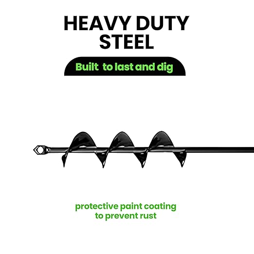 K-Brands Auger Drill Bit for Planting – 1.6 x 16 Inch - Garden Spiral Hole and Bulb Planter Tool for Umbrella Holes - Compatible with 3/8 Inch Hex Drive