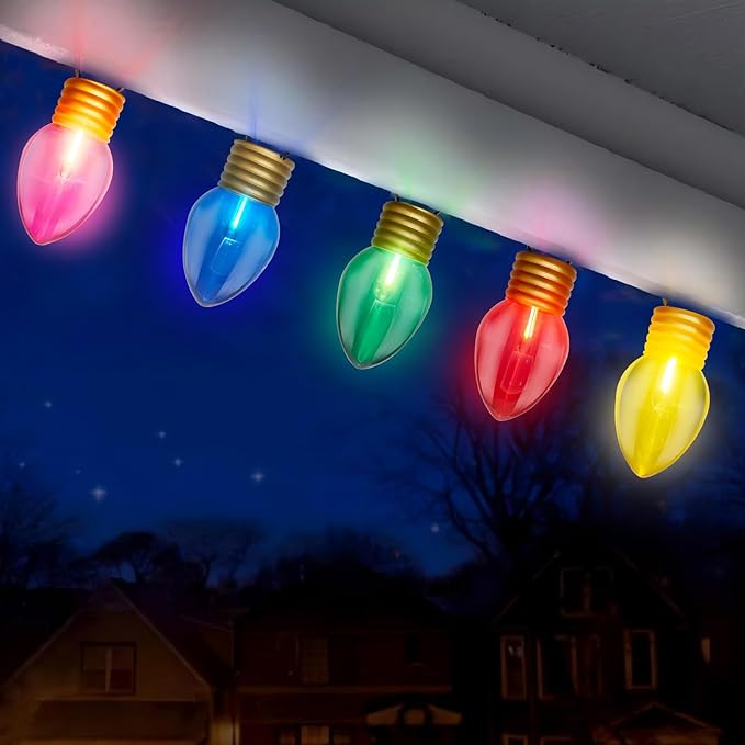 Jumbo Christmas Lights 16FT C9 Outdoor Christmas Decorations Hanging Lights with 10 5'' LED Giant C9 Multicolor Bulbs, Connectable Vintage Christmas Lights for Holiday Home Tree Roof Yard Garden Lawn