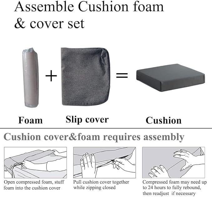 Patio Chair Cushions Non Slip Bottom Chair Pad with Ties Set of 2 Waterproof Square Outdoor Seat Cushion Replacement for Garden Swing Furniture 18x18 Inch, White