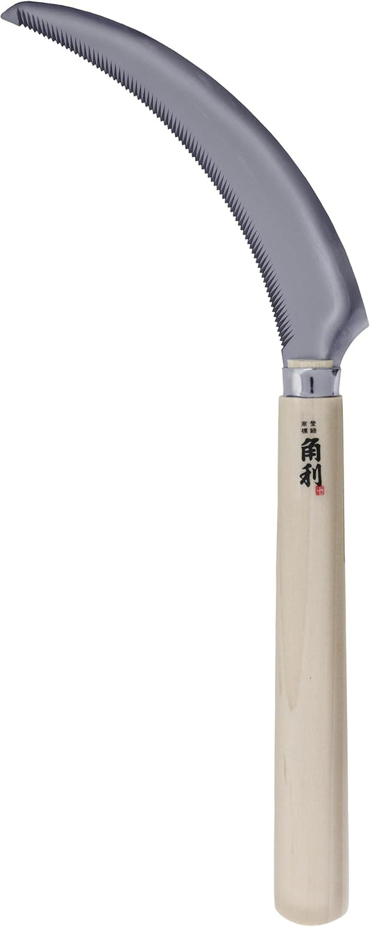 KAKURI Japanese Sickle Garden Tool 6.7" [Serrated Blade] Made in Japan, Garden Sickle for Harvesting and Weeding, Razor Sharp Japanese Stainless Steel Blade