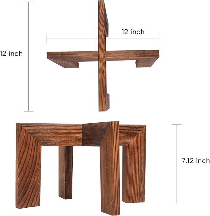 HPC DECOR 2 Pack Wood Plant Stand-Mid Century Modern Planter Stands-Wooden Flower Pot Stands Riser,Low Short Plant Stands Indoor-Modern Minimalist Wooden Stool for Plant Pot Holder, Fit 5-15 Inch Pot.
