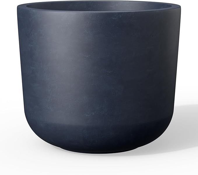 Kante Round Concrete Planter, 11 Inch Dia Classic Style Large Plant Pot with Drainage Hole for Indoor & Outdoor Plants, Ideal for Home, Patio, Garden, Charcoal