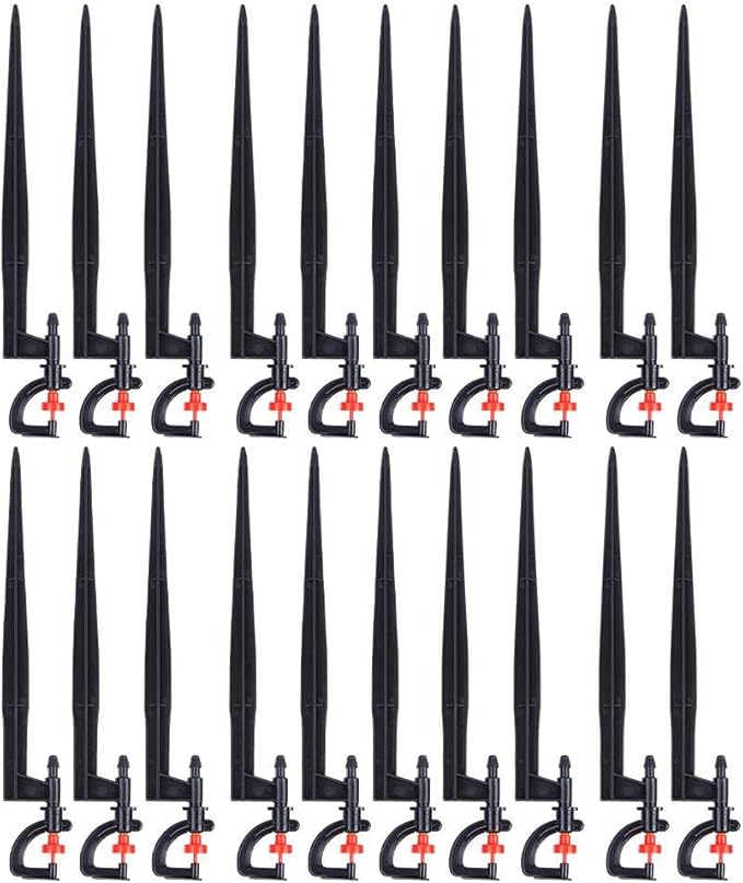 Irrigation Sprinkler, 20pcs Plastic Watering Nozzle G‑Type 360 Degree Rotation Sprinkler Accessory for Garden Agriculture Courtyards Lawn 9.1x1.2x0.4in