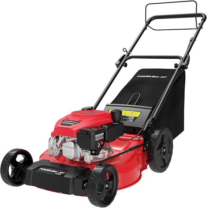 PowerSmart Self Propelled Gas Lawn Mower, 21-Inch with 170cc 4-Cycle OHV Engine 2-in-1 Rear-Wheel Drive Lawnmower with Bagging