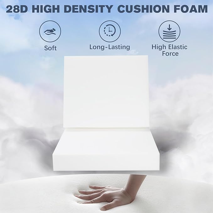Favoyard Outdoor Deep Seat Cushion Set, 22 x 22 Inch Rainproof & 3-Year Fade Resistant Patio Furniture Cushions, Removable Seat Bottom & Back Cushion Covers with Ties for Chair, Sofa, Couch, Blue
