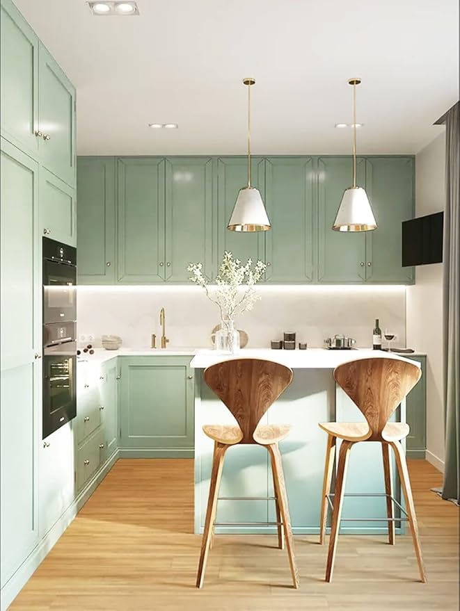 Dimoon 590''x17.7'' Green Peel and Stick Wallpaper Contact Paper Modern Self Adhesive Wall Paper Removable Renter Friendly Textured Solid Color Shelf Cabinet Vinyl Roll (590''x17.7'',Light Green)