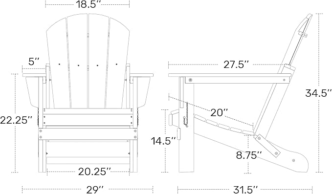 Westin Outdoors Laguna WO Home Furniture Adirondack Chair 4 PC Set Classic Outdoor Patio Folding Chair for Bon Fire Pit Lawn Backyard Beach Plastic Weather-Resistant (Navy Blue)