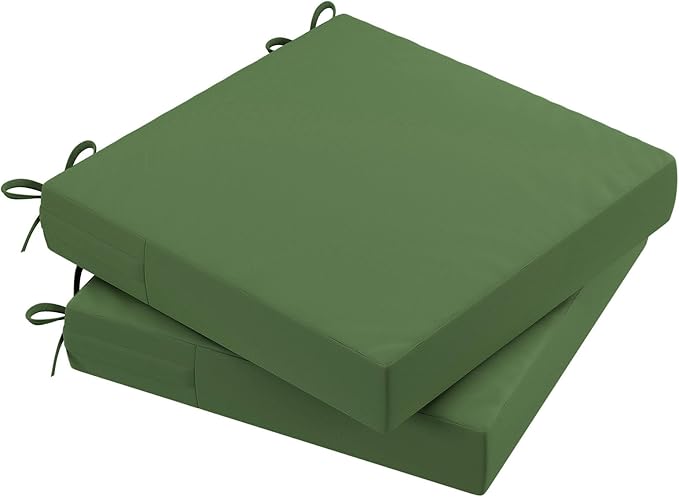 AAAAAcessories Outdoor Seat Cushions for Chairs, Waterproof, Fade-Resistant Patio Furniture Replacement Cushions, 18" x 18" x 2", Set of 2, Dark Moss