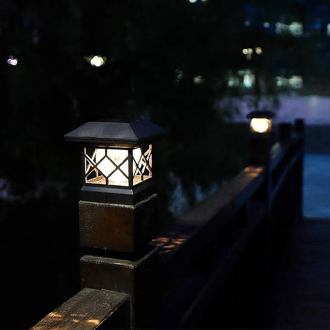 TWINSLUXES Solar Post Cap Lights Outdoor - Waterproof LED Fence Post Solar Lights for 3.5x3.5/4x4/5x5 Wood Posts in Patio, Deck or Garden Decoration Warm Light… (12 Pack)
