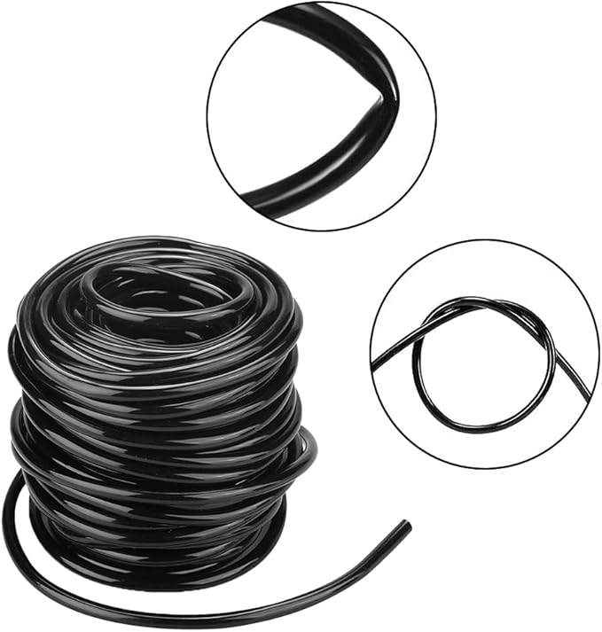 Garden Watering Tube, 4mm Drip Irrigation System Hose Blank Distribution Misting Tubing Main Line Automatic Water Pipe DIY Small Lawn Agriculture Hydroponics Flower Patio Emitters Bubbler Sprinkle 10M