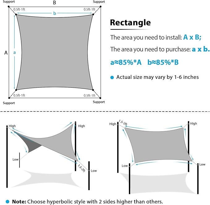 Amagenix Sun Shade Sail 5'X7' Curved Edge Outdoor Shade Canopy Dark Grey Breathable 95% UV Block Shade Cloth for Patio Garden Backyard (We Make Custom Size)