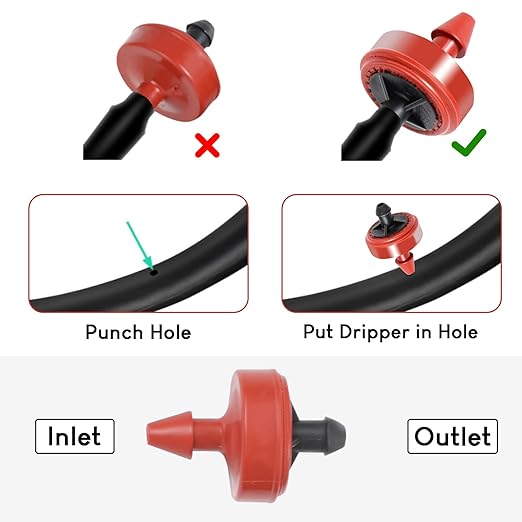 0.5 GPH Pressure Compensating Junior (PCJ) with Barb Outlet Dripper Emitters (250)